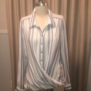 Vintage America striped twist front blouse.